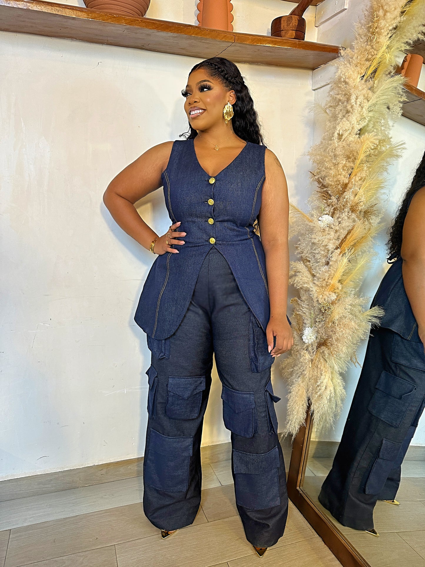 KHLOE DENIM CARGO PANTS
