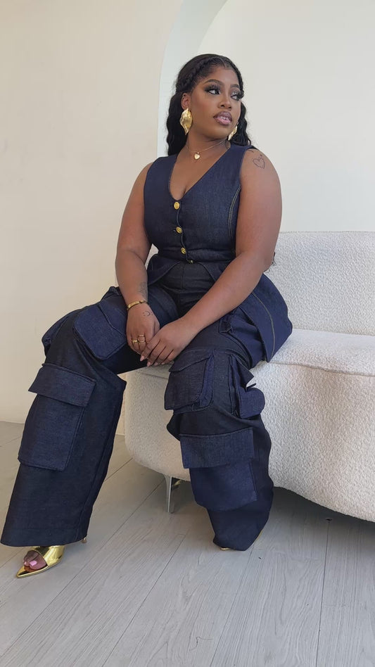 KHLOE DENIM CARGO PANTS
